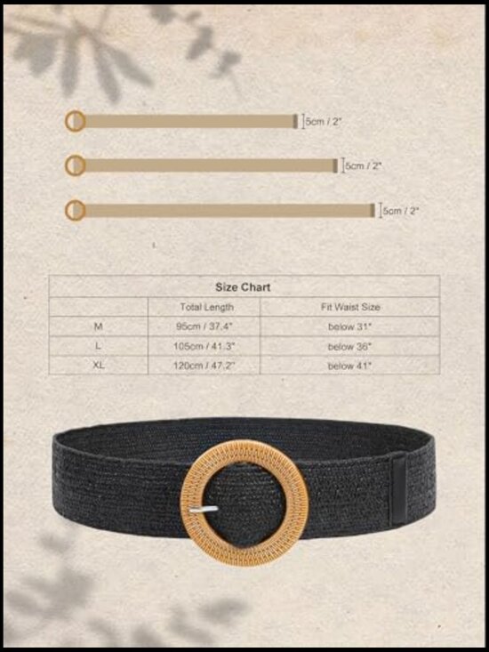 Straw Woven Elastic Waist Belts for Women, Fashion Boho Waist Belt Rattan